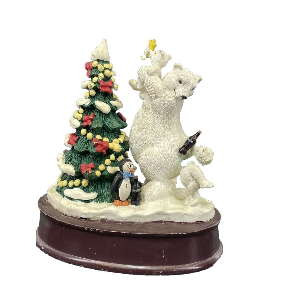 Vintage 1996 Coca Cola Polar Bear & Cooler Music Box   Plays Classic Coke Cola